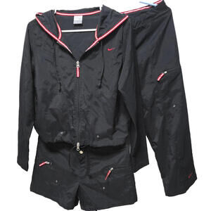 Vintage 90's Nike Black Red Track Suit Jacket Shorts Pant 3 Set Womens Sz S 4/6
